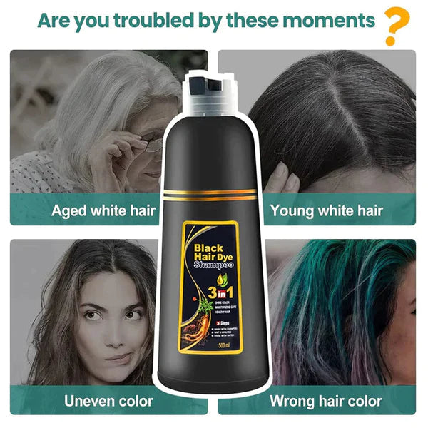 BLACK' HAIR DYE SHAMPOO 3-IN-1 (NO SIDE EFFECT)