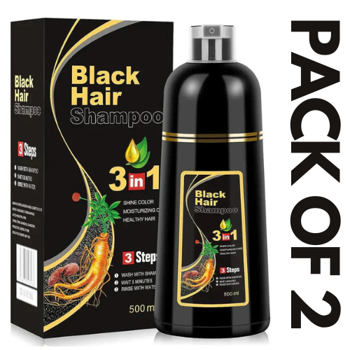 BLACK' HAIR DYE SHAMPOO 3-IN-1 (NO SIDE EFFECT)(PACK OF 2)(BUY 1 GET 1 FREE)