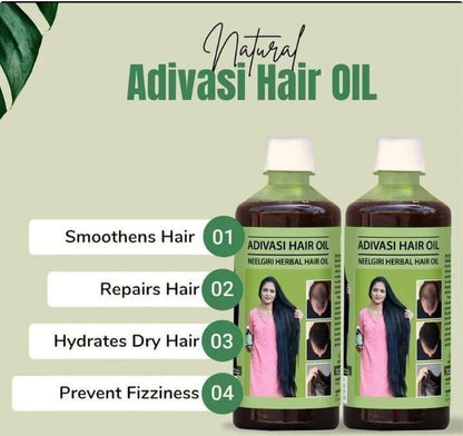 NATURAL' ADIVASI HERBAL HAIR OIL (PACK OF 2) (BUY 1 GET 1 FREE)